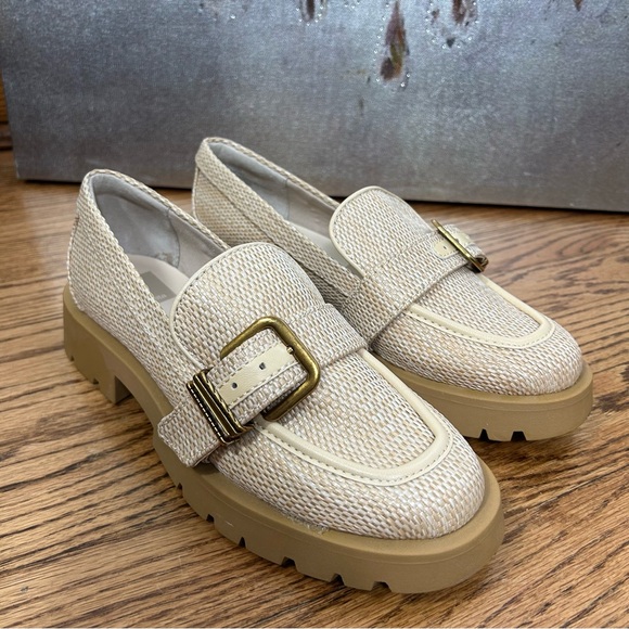 Dolce Vita Shoes - *SOLD*DV Dolce Vita | Ericka Loafer Raffia Cream Chunky Buckle Detail Size 6